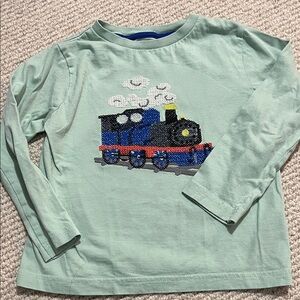 Kids Green Train Graphic Long Sleeve Shirt